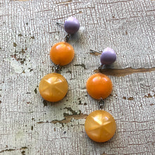 Load image into Gallery viewer, Lilac &amp; Tangerine Moonglow Star Tri Dot Drop Earrings