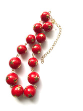 Load image into Gallery viewer, Red &amp; Gold Superstar Beaded Amelia Necklace