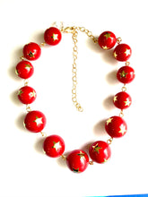 Load image into Gallery viewer, Red &amp; Gold Superstar Beaded Amelia Necklace