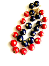 Load image into Gallery viewer, Navy Blue &amp; Gold Superstar Beaded Amelia Necklace