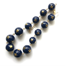 Load image into Gallery viewer, Navy Blue &amp; Gold Superstar Beaded Amelia Necklace