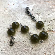 Load image into Gallery viewer, Olive Green Moonglow Disc Stations Bracelet