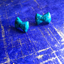 Load image into Gallery viewer, Turquoise Matrix Bow Stud Earrings