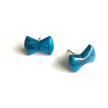 Load image into Gallery viewer, Turquoise Matrix Bow Stud Earrings