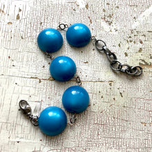 Load image into Gallery viewer, Dark Aqua Blue Moonglow Disc Stations Bracelet