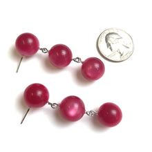 Load image into Gallery viewer, Cranberry Pink Moonglow Tri Dot Earrings