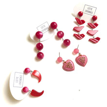 Load image into Gallery viewer, Cranberry Pink Moonglow Tri Dot Earrings