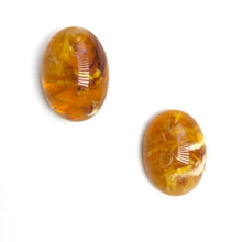 Load image into Gallery viewer, Honey Golden Amber Marbled Oval Stud Earrings