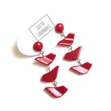 Load image into Gallery viewer, Cherry Red Love Bird Statement Earrings