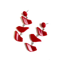 Load image into Gallery viewer, Cherry Red Love Bird Statement Earrings