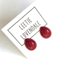 Load image into Gallery viewer, Deep Garnet Red Teardrop Stud Earrings