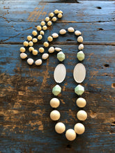 Load image into Gallery viewer, Cream &amp; Mint Green Rosary Chain Rope Necklace