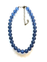 Load image into Gallery viewer, Denim Blue Beaded Vintage Lucite Chunky Marco Necklace