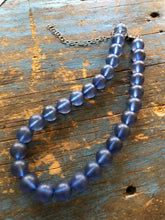 Load image into Gallery viewer, Denim Blue Beaded Vintage Lucite Chunky Marco Necklace