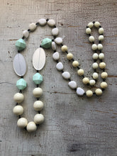 Load image into Gallery viewer, Cream &amp; Mint Green Rosary Chain Rope Necklace