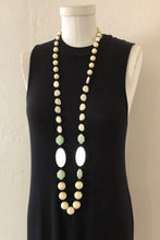 Load image into Gallery viewer, Cream &amp; Mint Green Rosary Chain Rope Necklace