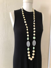 Load image into Gallery viewer, Cream &amp; Mint Green Rosary Chain Rope Necklace