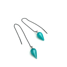 Load image into Gallery viewer, Teal Moonglow Spike Threader Earrings