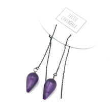 Load image into Gallery viewer, Purple Moonglow Spike Threader Earrings