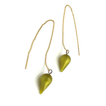 Load image into Gallery viewer, Olive Moonglow Spike Threader Earrings