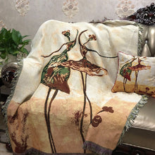 Load image into Gallery viewer, Tache Abstract Ballerina Art Golden Beige Woven Tapestry Throw Pillow Cover (18110)