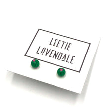 Load image into Gallery viewer, Green &amp; Pink Tiny Flower Ball Stud Earrings