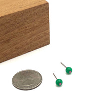 Load image into Gallery viewer, Green &amp; Pink Tiny Flower Ball Stud Earrings