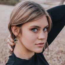 Load image into Gallery viewer, Mauve &amp; Denim Marbled Lucite Geo Drop Sarah Earrings