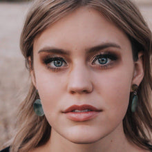 Load image into Gallery viewer, Mauve &amp; Denim Marbled Lucite Geo Drop Sarah Earrings