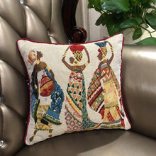 Load image into Gallery viewer, DaDa Bedding Dancing Women African Dreams Tapestry Throw Pillow Covers 16" x 16"