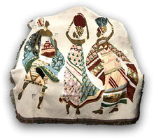 Load image into Gallery viewer, DaDa Bedding Elegant Tapestry Throw Blanket, Dancing Women African Dreams - 50” x 60” (7173)