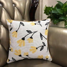 Load image into Gallery viewer, DaDa Bedding Yellow Fleur Floral Botanical Spring Tapestry Throw Pillow Cover, 16" x 16" (18112)