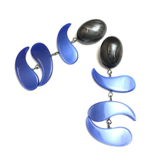 Load image into Gallery viewer, Periwinkle &amp; Charcoal Moonglow Statement Earrings