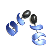 Load image into Gallery viewer, Periwinkle &amp; Charcoal Moonglow Statement Earrings