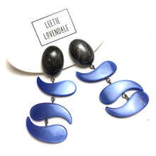 Load image into Gallery viewer, Periwinkle &amp; Charcoal Moonglow Statement Earrings