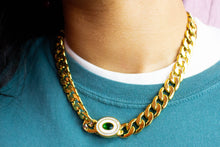 Load image into Gallery viewer, Super Chunky Green Eyed Titanium Necklace
