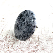 Load image into Gallery viewer, Granite Grey Speckled Lucite Silver Cocktail Ring