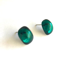 Load image into Gallery viewer, Emerald Green Foil Rectangle Stud Earrings
