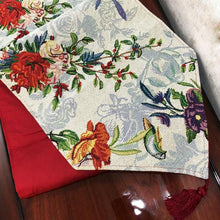 Load image into Gallery viewer, DaDa Bedding Floral Roses Tropical Paradise Birds Woven Tapestry Dining Table Runner (18116)