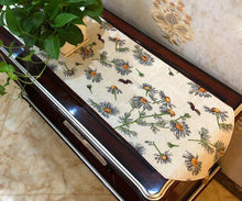 Load image into Gallery viewer, Tache Floral Yellow Daisies Ladybugs Ivory Woven Tapestry Table Runner (18114)