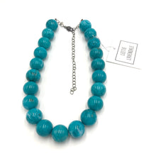 Load image into Gallery viewer, Deep Aqua Blue Marbled Marco Necklace