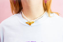 Load image into Gallery viewer, Pearly Winged Heart Charm Choker Necklace