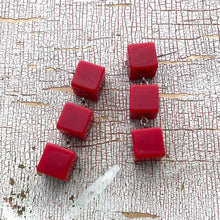 Load image into Gallery viewer, Cherry Red Cube Tri Dot Drop Earrings