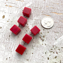 Load image into Gallery viewer, Cherry Red Cube Tri Dot Drop Earrings