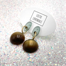 Load image into Gallery viewer, Ice Blue &amp; Chocolate Gold Drop Earrings *