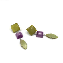 Load image into Gallery viewer, Moss &amp; Lilac Ivy Leaf Statement Drop Earrings *