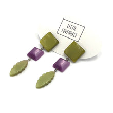 Load image into Gallery viewer, Moss &amp; Lilac Ivy Leaf Statement Drop Earrings *