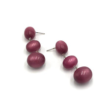 Load image into Gallery viewer, Cranberry Moonglow Triple Oval Drop Earrings