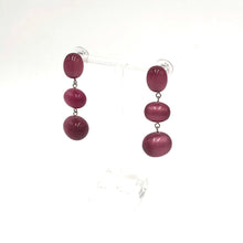 Load image into Gallery viewer, Cranberry Moonglow Triple Oval Drop Earrings