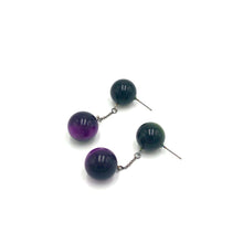 Load image into Gallery viewer, Forest &amp; Purple Ball and Chain Earrings